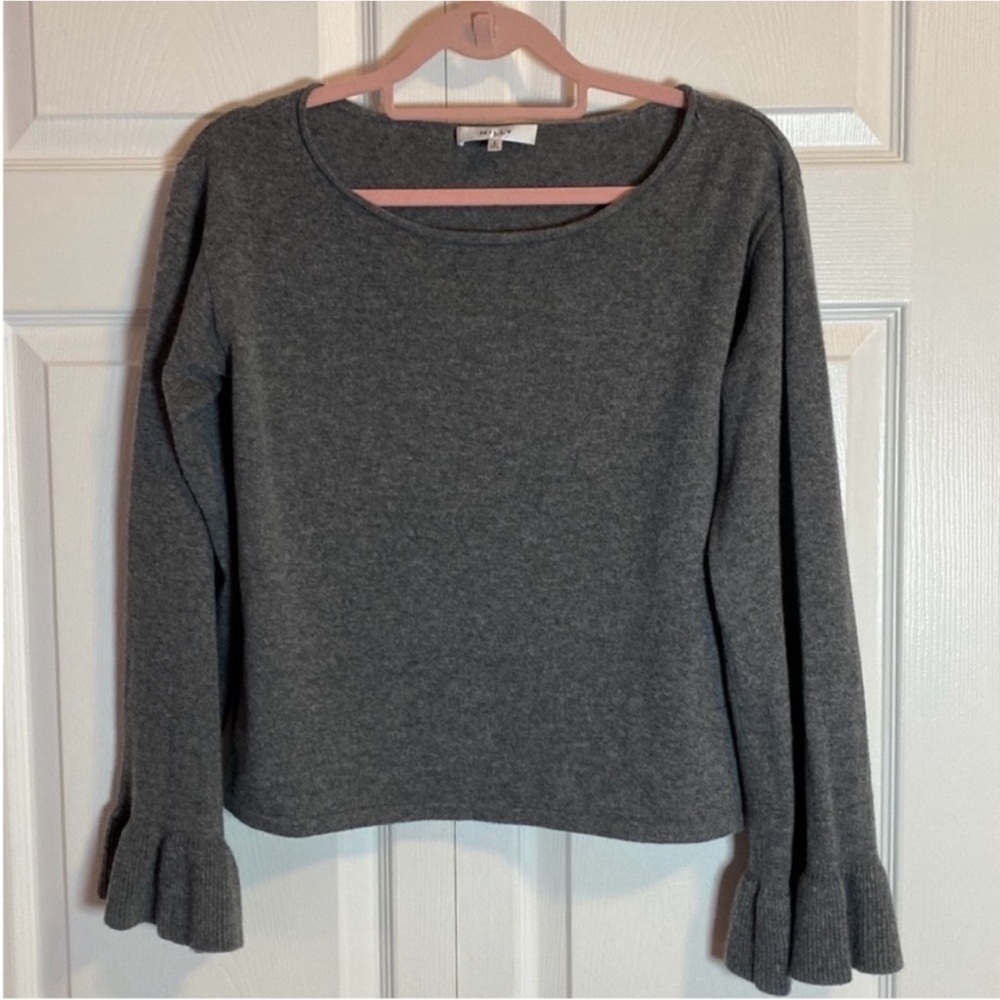 Milly MILLY Women’s Sweater Cashmere Ruffle Cuff Grey Sweater Size Small